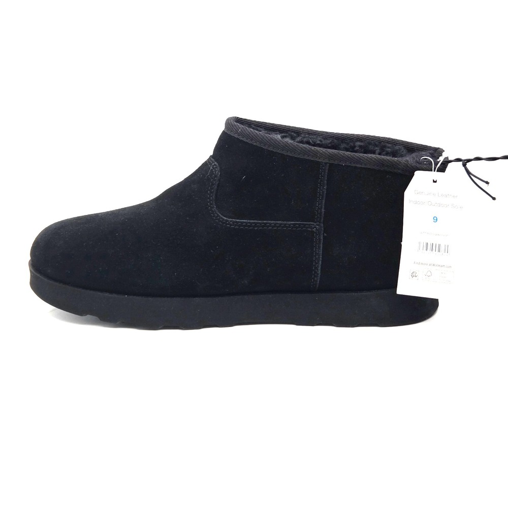 Time and Tru Womens Genuine Suede Cozy Boots: Black, Fur Lined Size 9‎ NWT